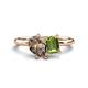 1 - Nadya Pear Shape Smoky Quartz & Emerald Shape Peridot 2 Stone Duo Ring 
