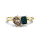 1 - Nadya Pear Shape Smoky Quartz & Emerald Shape London Blue Topaz 2 Stone Duo Ring 