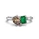 1 - Nadya Pear Shape Smoky Quartz & Emerald Shape Emerald 2 Stone Duo Ring 