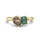 1 - Nadya Pear Shape Smoky Quartz & Emerald Shape Lab Created Alexandrite 2 Stone Duo Ring 