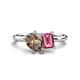 1 - Nadya Pear Shape Smoky Quartz & Emerald Shape Pink Tourmaline 2 Stone Duo Ring 