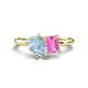 1 - Nadya Pear Shape Aquamarine & Emerald Shape Pink Sapphire 2 Stone Duo Ring 