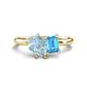 1 - Nadya Pear Shape Aquamarine & Emerald Shape Blue Topaz 2 Stone Duo Ring 