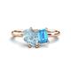 1 - Nadya Pear Shape Aquamarine & Emerald Shape Blue Topaz 2 Stone Duo Ring 