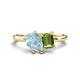 1 - Nadya Pear Shape Aquamarine & Emerald Shape Peridot 2 Stone Duo Ring 