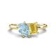 1 - Nadya Pear Shape Aquamarine & Emerald Shape Yellow Sapphire 2 Stone Duo Ring 