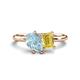 1 - Nadya Pear Shape Aquamarine & Emerald Shape Yellow Sapphire 2 Stone Duo Ring 