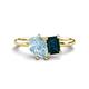 1 - Nadya Pear Shape Aquamarine & Emerald Shape London Blue Topaz 2 Stone Duo Ring 