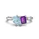 1 - Nadya Pear Shape Aquamarine & Emerald Shape Amethyst 2 Stone Duo Ring 