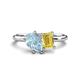 1 - Nadya Pear Shape Aquamarine & Emerald Shape Yellow Sapphire 2 Stone Duo Ring 