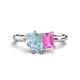 1 - Nadya Pear Shape Aquamarine & Emerald Shape Pink Sapphire 2 Stone Duo Ring 