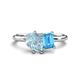 1 - Nadya Pear Shape Aquamarine & Emerald Shape Blue Topaz 2 Stone Duo Ring 