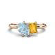 1 - Nadya Pear Shape Aquamarine & Emerald Shape Citrine 2 Stone Duo Ring 