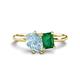 1 - Nadya Pear Shape Aquamarine & Emerald Shape Emerald 2 Stone Duo Ring 