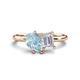1 - Nadya Pear Shape Aquamarine & Emerald Shape White Sapphire 2 Stone Duo Ring 