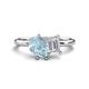 1 - Nadya Pear Shape Aquamarine & Emerald Shape White Sapphire 2 Stone Duo Ring 