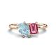 1 - Nadya Pear Shape Aquamarine & Emerald Shape Pink Tourmaline 2 Stone Duo Ring 