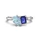 1 - Nadya Pear Shape Aquamarine & Emerald Shape Iolite 2 Stone Duo Ring 