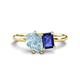 1 - Nadya Pear Shape Aquamarine & Emerald Shape Iolite 2 Stone Duo Ring 