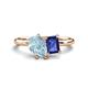 1 - Nadya Pear Shape Aquamarine & Emerald Shape Iolite 2 Stone Duo Ring 