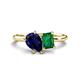 1 - Nadya Pear Shape Lab Created Blue Sapphire & Emerald Shape Emerald 2 Stone Duo Ring 