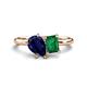 1 - Nadya Pear Shape Lab Created Blue Sapphire & Emerald Shape Emerald 2 Stone Duo Ring 