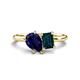 1 - Nadya Pear Shape Lab Created Blue Sapphire & Emerald Shape London Blue Topaz 2 Stone Duo Ring 