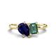 1 - Nadya Pear Shape Lab Created Blue Sapphire & Emerald Shape Lab Created Alexandrite 2 Stone Duo Ring 