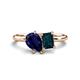 1 - Nadya Pear Shape Lab Created Blue Sapphire & Emerald Shape London Blue Topaz 2 Stone Duo Ring 