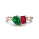 1 - Nadya Pear Shape Lab Created Emerald & Emerald Shape Ruby 2 Stone Duo Ring 