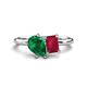 1 - Nadya Pear Shape Lab Created Emerald & Emerald Shape Ruby 2 Stone Duo Ring 