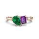 1 - Nadya Pear Shape Lab Created Emerald & Emerald Shape Amethyst 2 Stone Duo Ring 