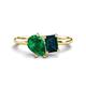 1 - Nadya Pear Shape Lab Created Emerald & Emerald Shape London Blue Topaz 2 Stone Duo Ring 