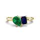 1 - Nadya Pear Shape Lab Created Emerald & Emerald Shape Blue Sapphire 2 Stone Duo Ring 