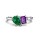 1 - Nadya Pear Shape Lab Created Emerald & Emerald Shape Amethyst 2 Stone Duo Ring 