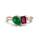 1 - Nadya Pear Shape Lab Created Emerald & Emerald Shape Rhodolite Garnet 2 Stone Duo Ring 