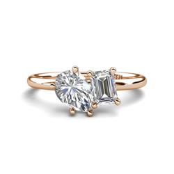 Nadya Pear Shape GIA Certified Diamond Emerald Shape Forever Brilliant Moissanite Stone Duo Ring Pear Shape GIA Certified Diamond Emerald Shape Forever Brilliant Moissanite ctw Four Prong Womens Stone Duo Engagement Ring K Rose Gold