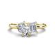 1 - Nadya Pear Shape GIA Certified Diamond & Emerald Shape White Sapphire 2 Stone Duo Ring 