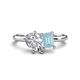 1 - Nadya Pear Shape GIA Certified Diamond & Emerald Shape Aquamarine 2 Stone Duo Ring 