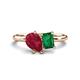 1 - Nadya Pear Shape Lab Created Ruby & Emerald Shape Emerald 2 Stone Duo Ring 