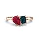 1 - Nadya Pear Shape Lab Created Ruby & Emerald Shape London Blue Topaz 2 Stone Duo Ring 