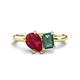 1 - Nadya Pear Shape Lab Created Ruby & Emerald Shape Lab Created Alexandrite 2 Stone Duo Ring 