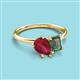 3 - Nadya Pear Shape Lab Created Ruby & Emerald Shape Lab Created Alexandrite 2 Stone Duo Ring 