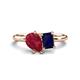 1 - Nadya Pear Shape Lab Created Ruby & Emerald Shape Blue Sapphire 2 Stone Duo Ring 