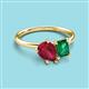 3 - Nadya Pear Shape Lab Created Ruby & Emerald Shape Emerald 2 Stone Duo Ring 