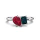 1 - Nadya Pear Shape Lab Created Ruby & Emerald Shape London Blue Topaz 2 Stone Duo Ring 