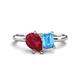 1 - Nadya Pear Shape Lab Created Ruby & Emerald Shape Blue Topaz 2 Stone Duo Ring 