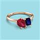 3 - Nadya Pear Shape Lab Created Ruby & Emerald Shape Blue Sapphire 2 Stone Duo Ring 