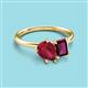 3 - Nadya Pear Shape Lab Created Ruby & Emerald Shape Rhodolite Garnet 2 Stone Duo Ring 