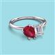 3 - Nadya Pear Shape Lab Created Ruby & Emerald Shape White Sapphire 2 Stone Duo Ring 